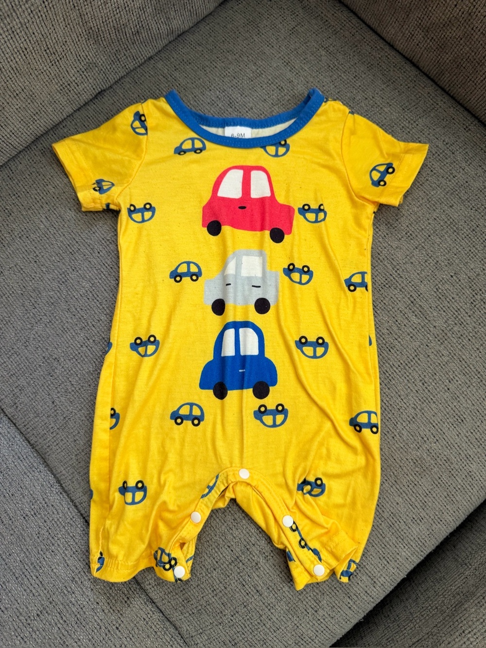 Yellow Car Print Baby One-Piece Romper